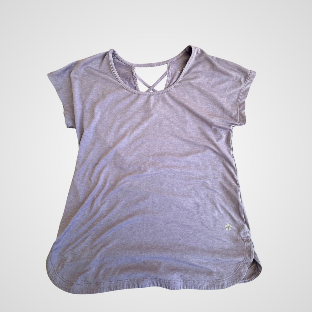 Tuff Athletics Womens Purple Heathered Strappy Back Activewear Yoga Top Medium